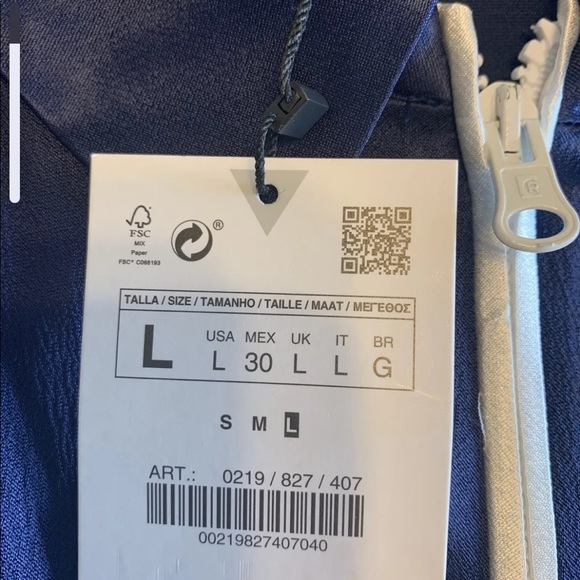 Zara Women Blue Satin Effect Tracksuit Jacket L - Picture 9 of 10